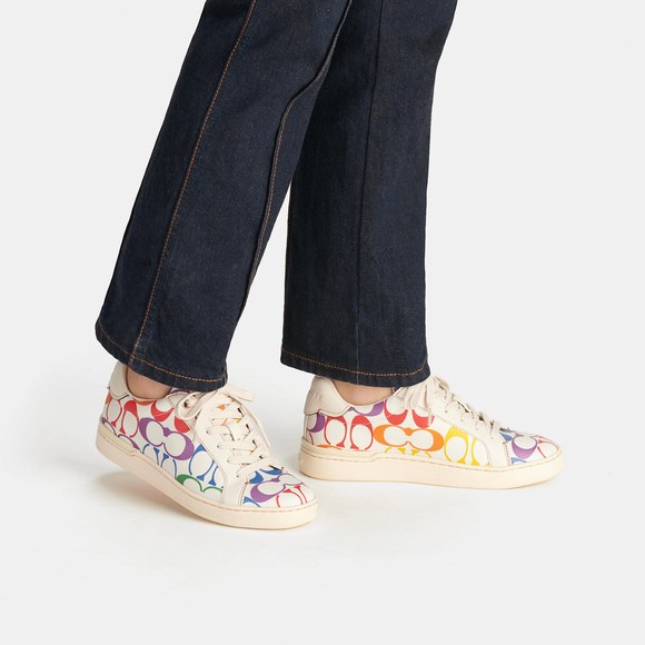NWT Coach Outlet Clip Low Top Sneaker In Rainbow Signature Canvas - Picture 6 of 6